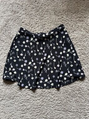 Vintage Springbean made in USA Black Floral A-Line Skirt - Women's Casual Skirt